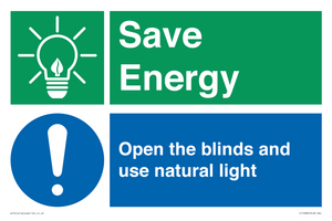 Save Energy open the blinds and use natural light